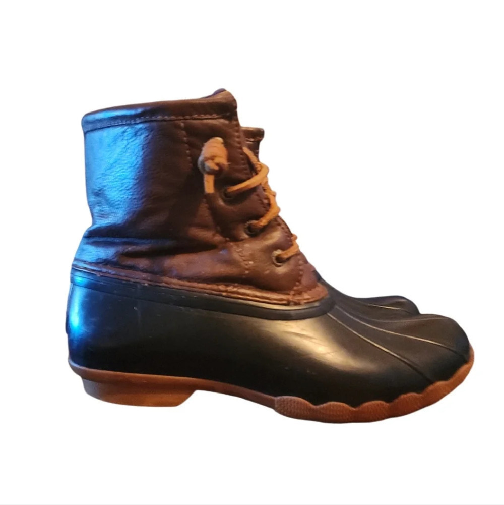 SPERRY TOPSIDER YG55203 BROWN SALTWATER DUCK BOOT Gorpcore women 6.5 Fisherman - Picture 3 of 7
